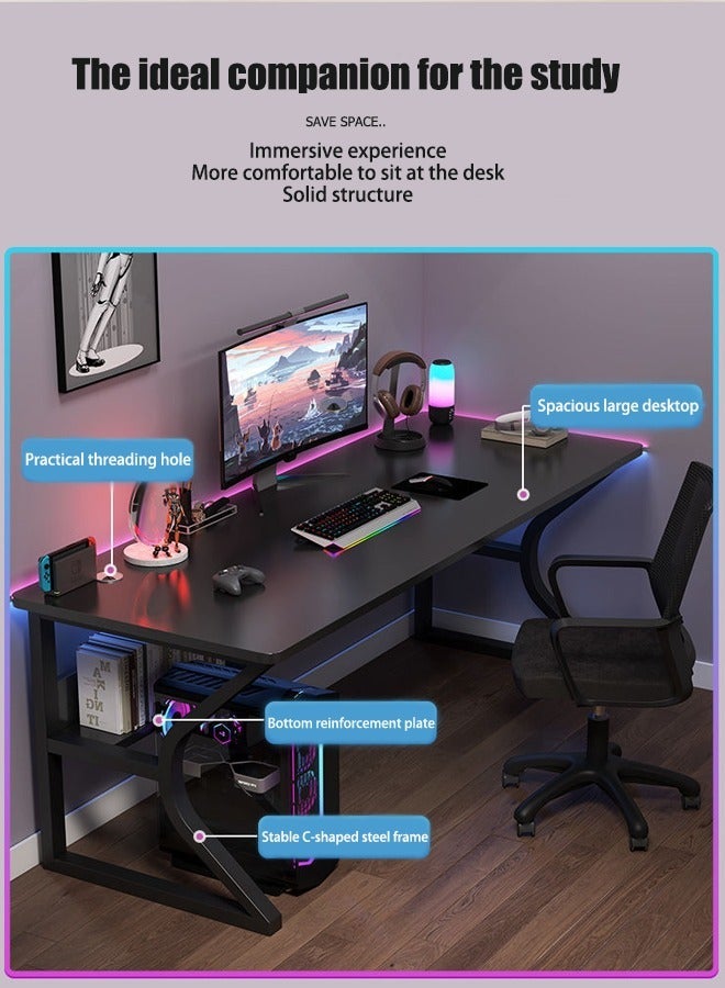 WEMART Gaming Desk, Computer Table C-Shaped Table Legs Simple Game Table, Office Desk Home Desk Student Writing Study Table, Black (140*60CM) - Image 4