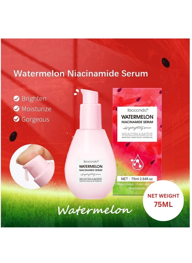 ibcccndc - 75ML Watermelon Niacinamide Serum Moisturizing Watermelon Toner Hyaluronic Facial Serum Brighten with Glycerin and Vitamin E Serum Multi Purpose Lightweight Face Serum Face Highlighter - Image 1