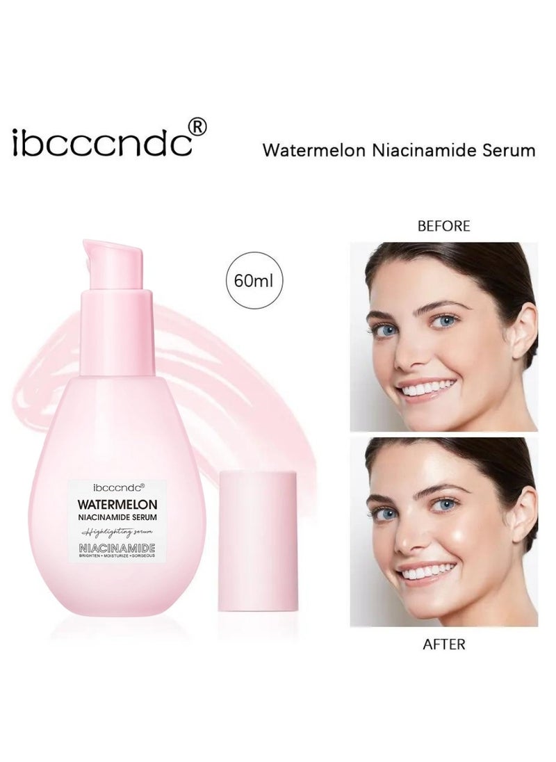 ibcccndc - 75ML Watermelon Niacinamide Serum Moisturizing Watermelon Toner Hyaluronic Facial Serum Brighten with Glycerin and Vitamin E Serum Multi Purpose Lightweight Face Serum Face Highlighter - Image 1