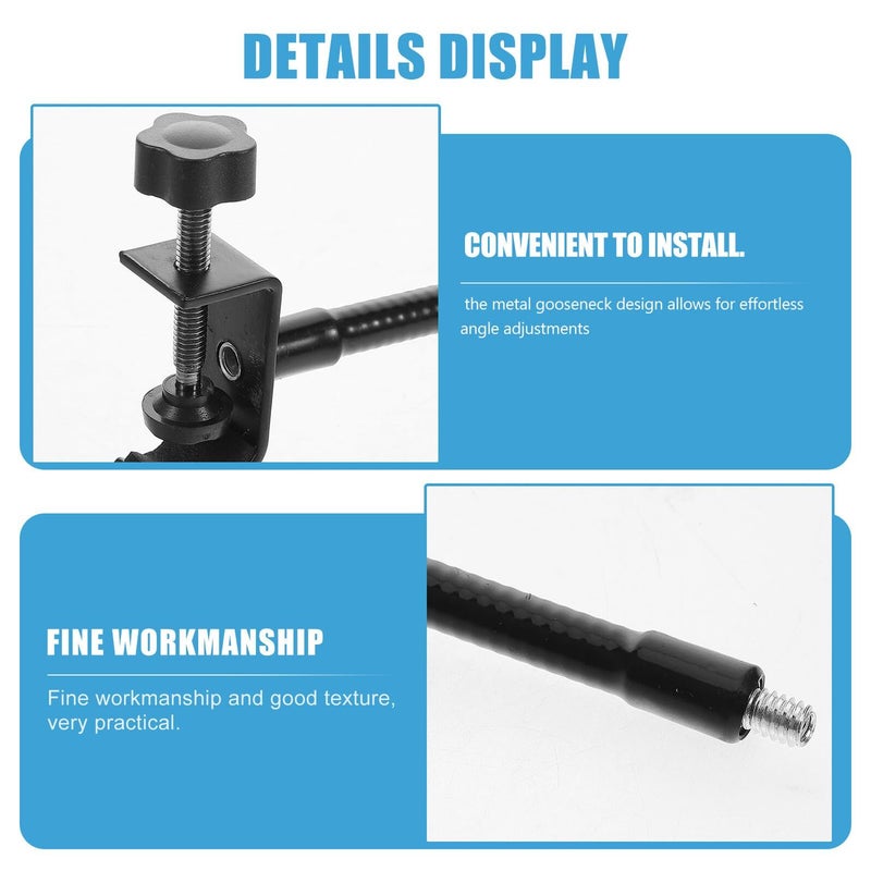 Heavy Duty Gooseneck Microphone Desk Stand 25cm Metal Flexible Mic Holder For Podcast Recording - Image 4