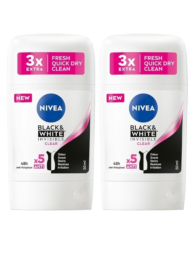 Nivea deodorant stick invisible protection white and black2× 50 ml - Image 1