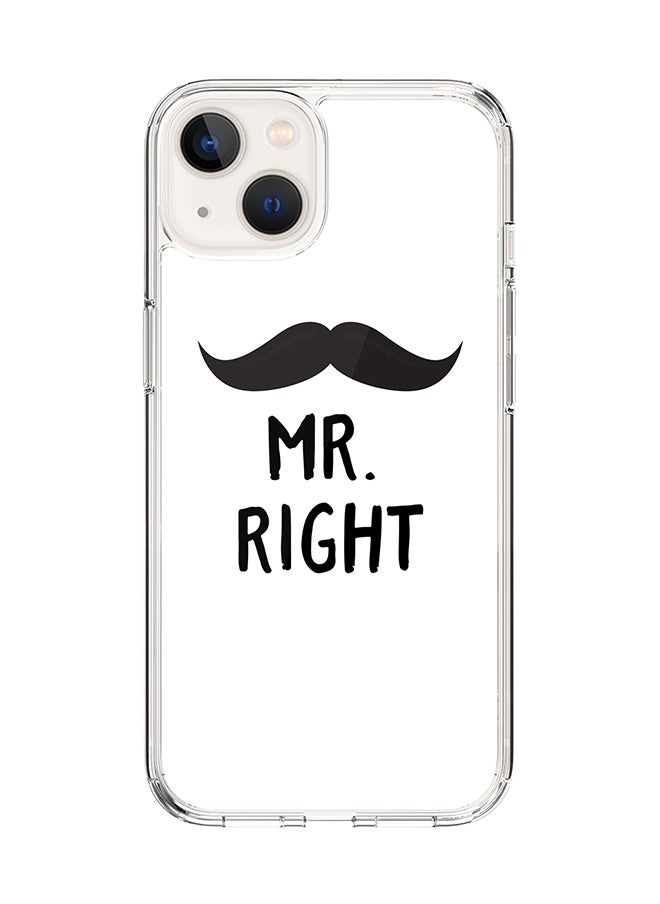 Stylizedd - Classic Clear Case for Apple iPhone 15 Hybrid Soft Case Flexible Edges Anti Drop TPU PC Gel Thin Transparent Cover [ Designed for Apple iPhone 15 ] - Mr. Right Full Print - Image 1