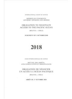 Obligation To Negotiate Access To The Pacific Ocean : (Bolivia V. Chile), Judgment Of 1 October 2018 - Paperback