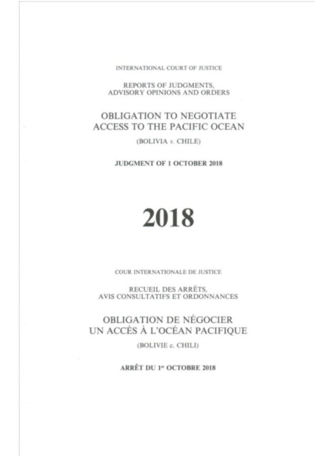null - Obligation To Negotiate Access To The Pacific Ocean : (Bolivia V. Chile), Judgment Of 1 October 2018 - Paperback - Image 1