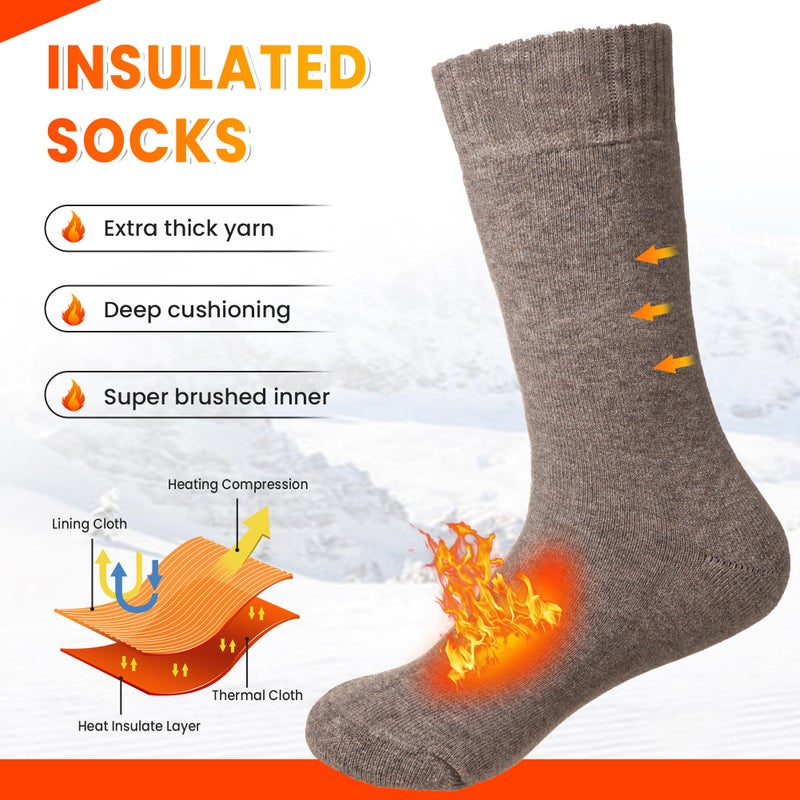 Velice Winter Warm Thermal Socks for Women Extra Thick Insulated Heated Crew Boot Socks for Cold Weather 5 Pairs(Black/Brown/White) - Image 5