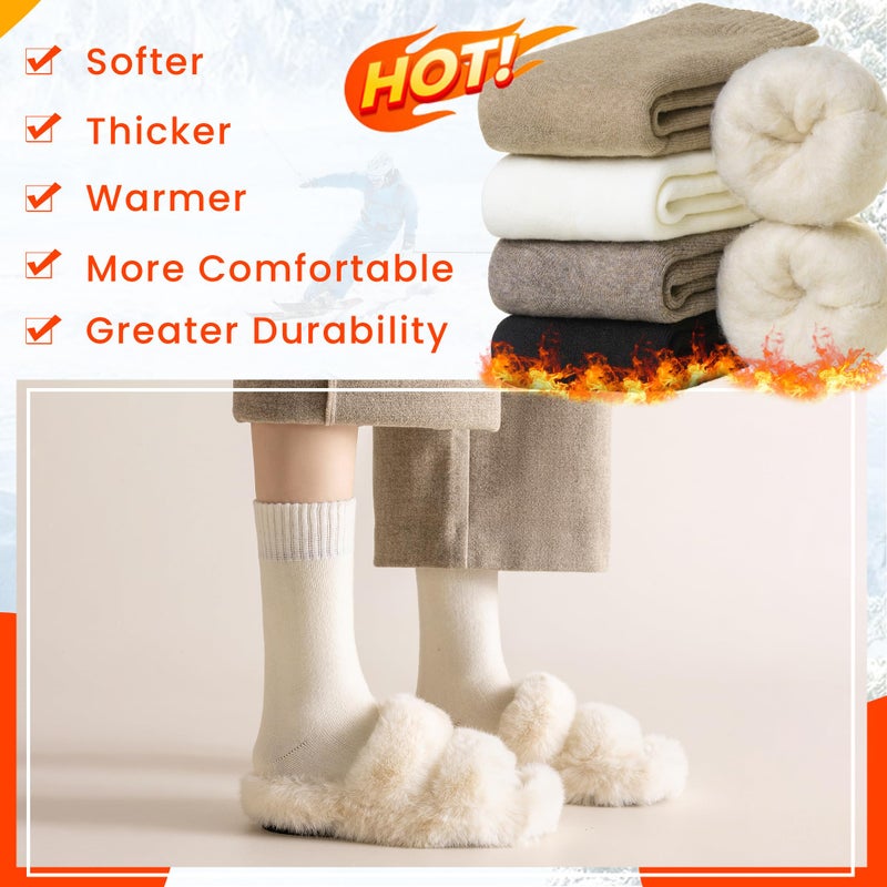 Velice Winter Warm Thermal Socks for Women Extra Thick Insulated Heated Crew Boot Socks for Cold Weather 5 Pairs(Black/Brown/White) - Image 2