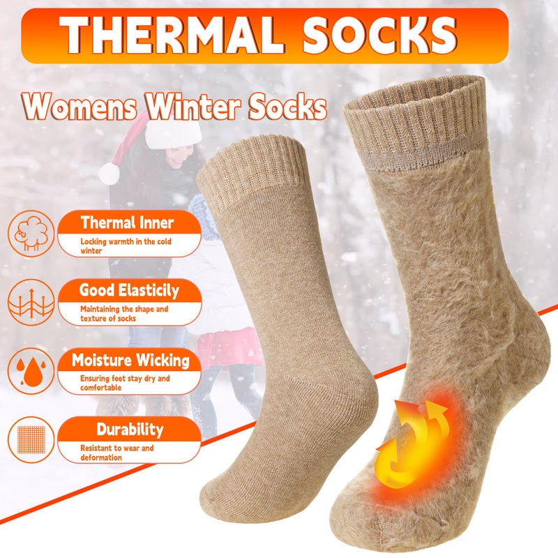 Velice Winter Warm Thermal Socks for Women Extra Thick Insulated Heated Crew Boot Socks for Cold Weather 5 Pairs(Black/Brown/White) - Image 4