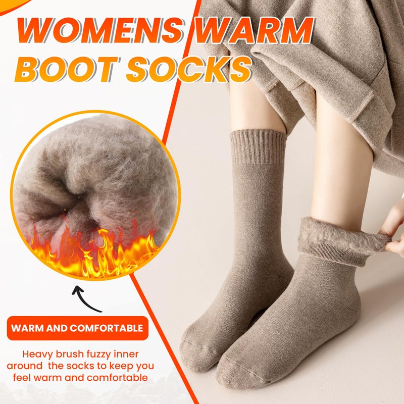 Velice Winter Warm Thermal Socks for Women Extra Thick Insulated Heated Crew Boot Socks for Cold Weather 5 Pairs(Black/Brown/White) - Image 3