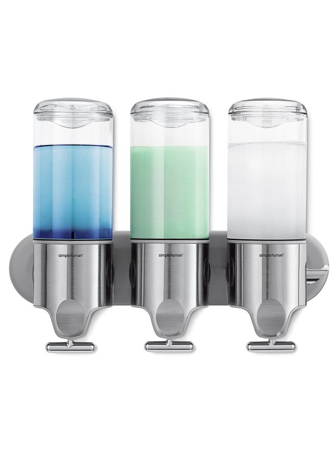 simplehuman Bt1029 444مل موزع صابون ثلاثي الجدار مثبت على الحائط مضخة للصابون والشامبو والبلسم وجل الاستحمام مناسب للحمام سهل التركيب مقاوم للصدأ من الفولاذ المقاوم للصدأ المصقول - Image 1