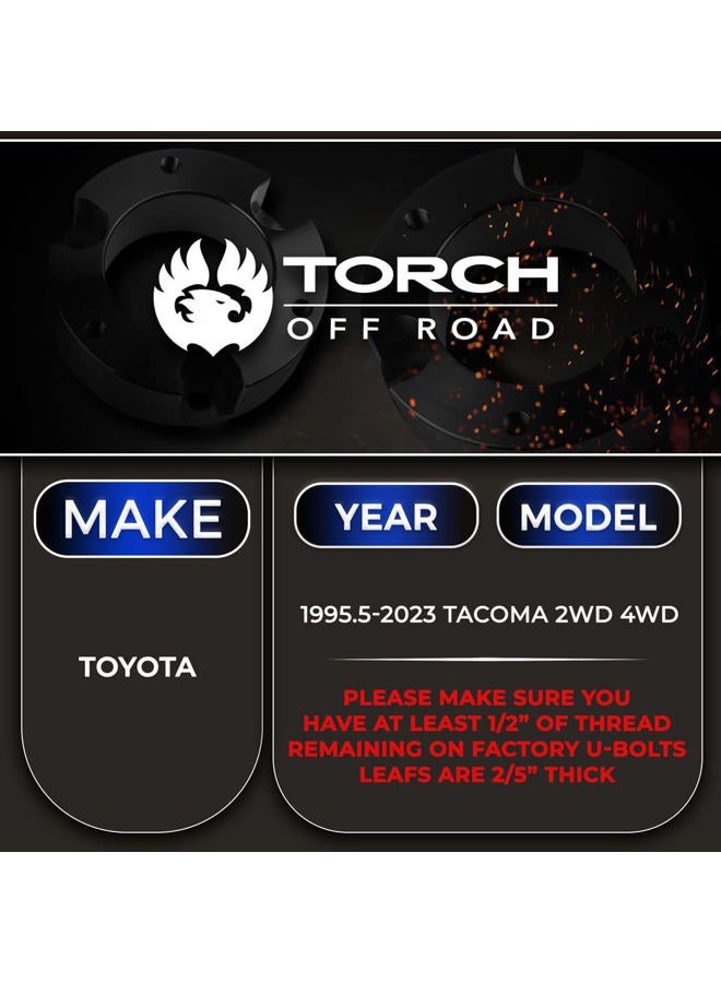 TORCH Off Road TORCH 1.5"-2" Rear Add A Leaf Lift Kit for 1995-2022 Toyota Tacoma 2WD 4WD TRD SR5 - Image 2