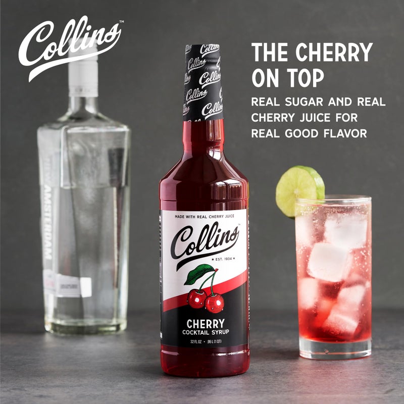Collins Chicago Collins Cherry Syrup with Real Sugar, Maraschino Drink Flavoring Syrups for Cocktails, Dirty Soda, Smoothie, Lemonade, Cocktail Mixers, 32 oz Set of 1 - Image 2