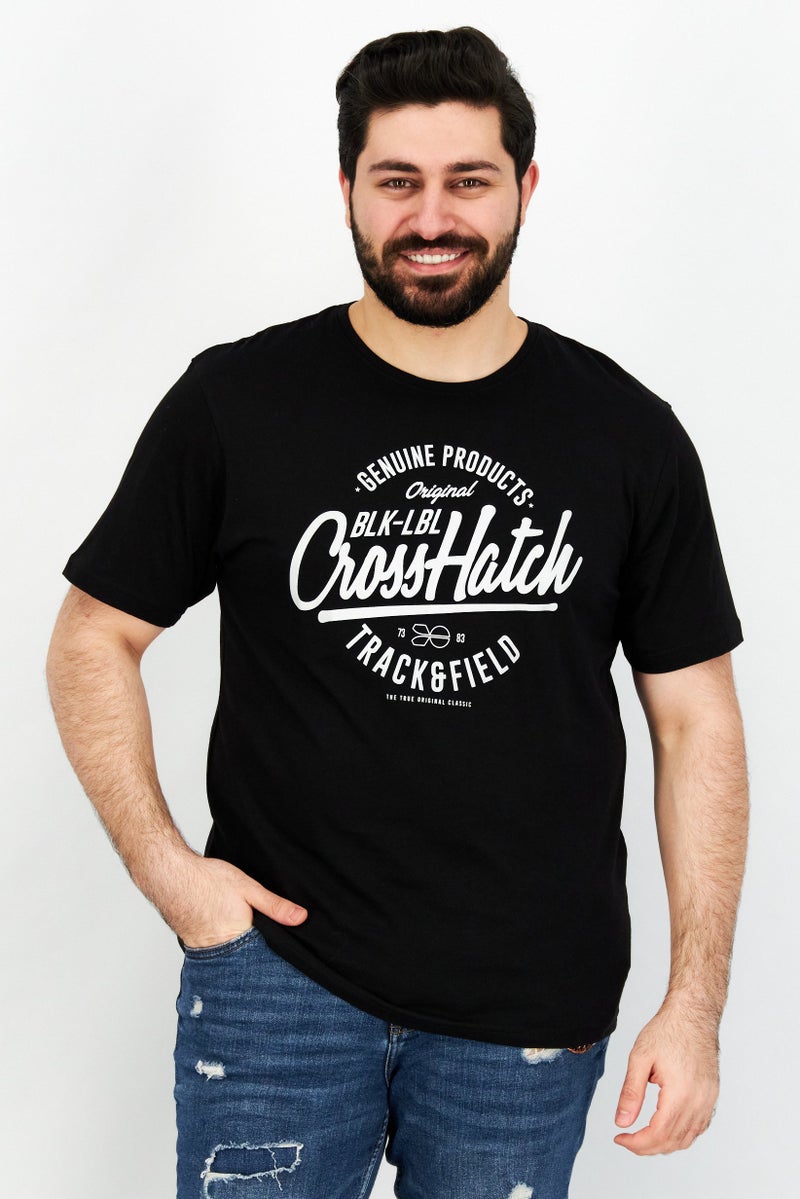 CROSSHATCH Men 5 Pack Round Neck Short Sleeve Graphic Print T Shirts, Black Combo - Image 1