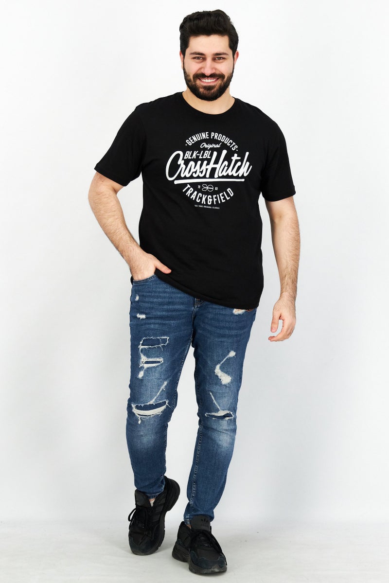 CROSSHATCH Men 5 Pack Round Neck Short Sleeve Graphic Print T Shirts, Black Combo - Image 2