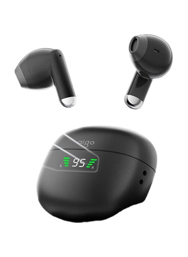 Aigo Tws Wireless Bluetooth Earbuds Half In-ear Fashion Short Handle With Battery Display Long Battery Life High Definition Sound Quality Tq15 Black - Image 1