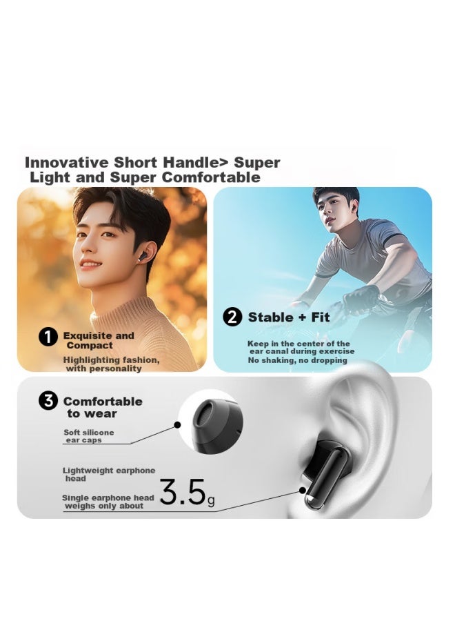 Aigo Tws Wireless Bluetooth Earbuds Half In-ear Fashion Short Handle With Battery Display Long Battery Life High Definition Sound Quality Tq15 Black - Image 3