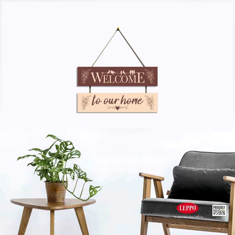 LEPPO Welcome To Our Home Wooden Wall Hanging Board Plaque Sign for Living Room Entrance Hall Wall Door Room Home Decoration Showpiece DL208 7 X 105 inch Brown - Image 4