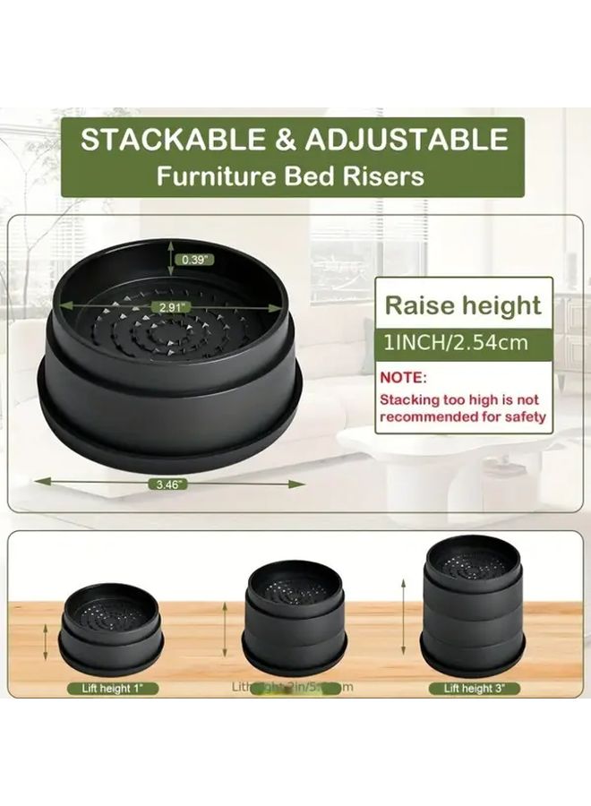 6 عبوات من رافعات الأثاث الثقيلة بارتفاع 2 بوصة لرفع المكتب والأريكة والكرسي باللون الأسود - Image 3