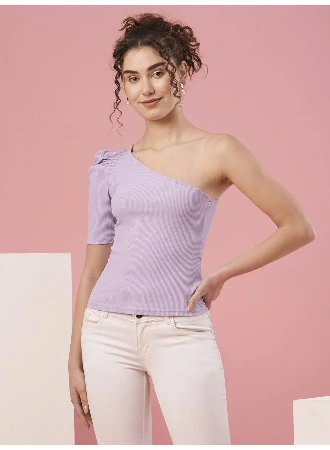 globus Globus Women One Shoulder Fitted Cotton Top