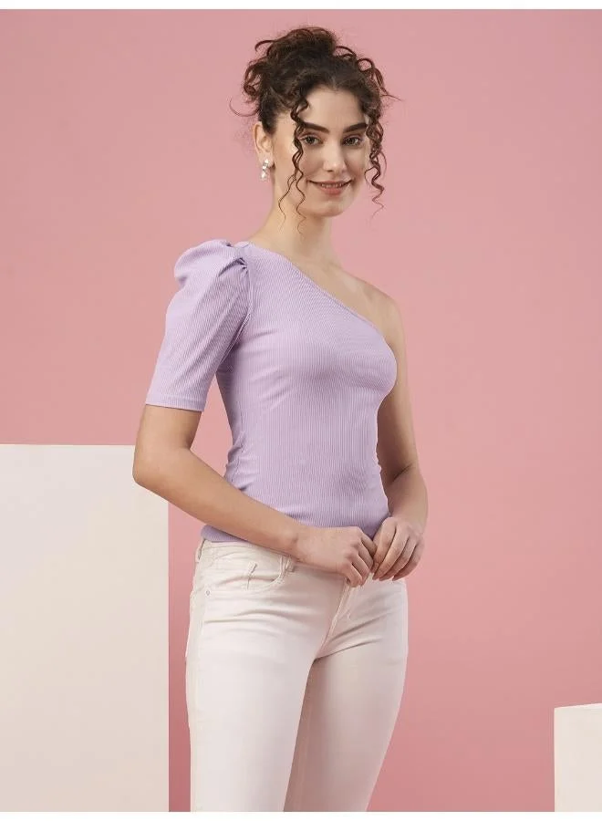 globus Globus Women One Shoulder Fitted Cotton Top