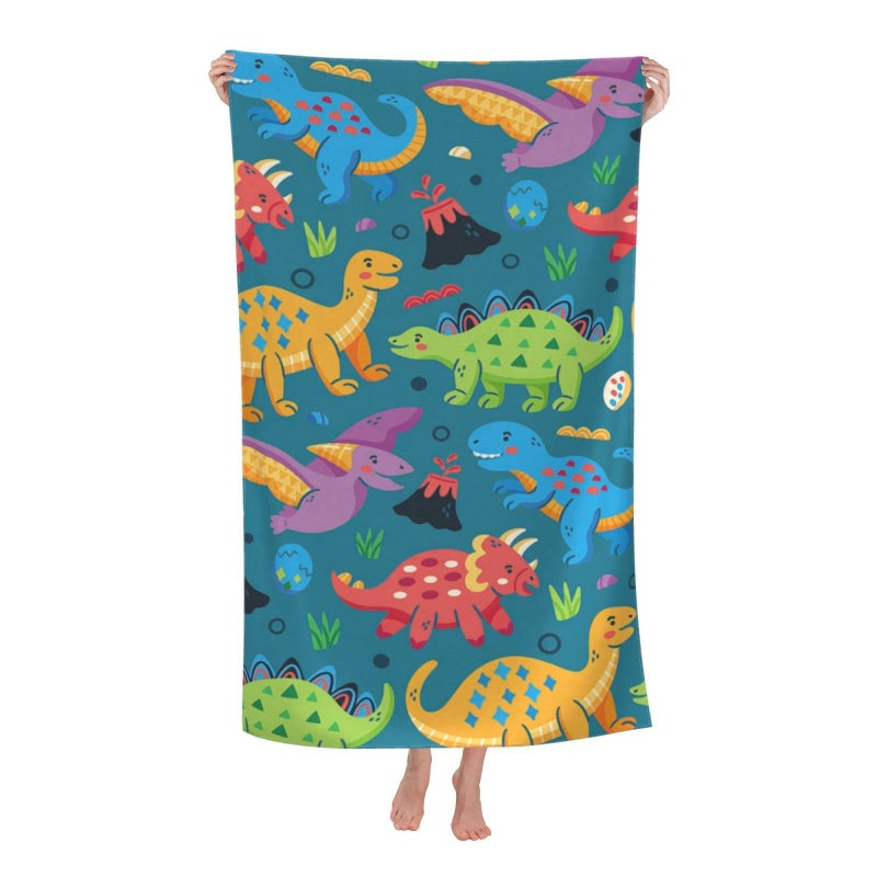COMFAR Dinosaur Beach Towels for Boys Kids Beach Towels Bulk Toddler for Travel Pool Personalized Microfiber Oversized Quick Dry Pool Towel 30x 60