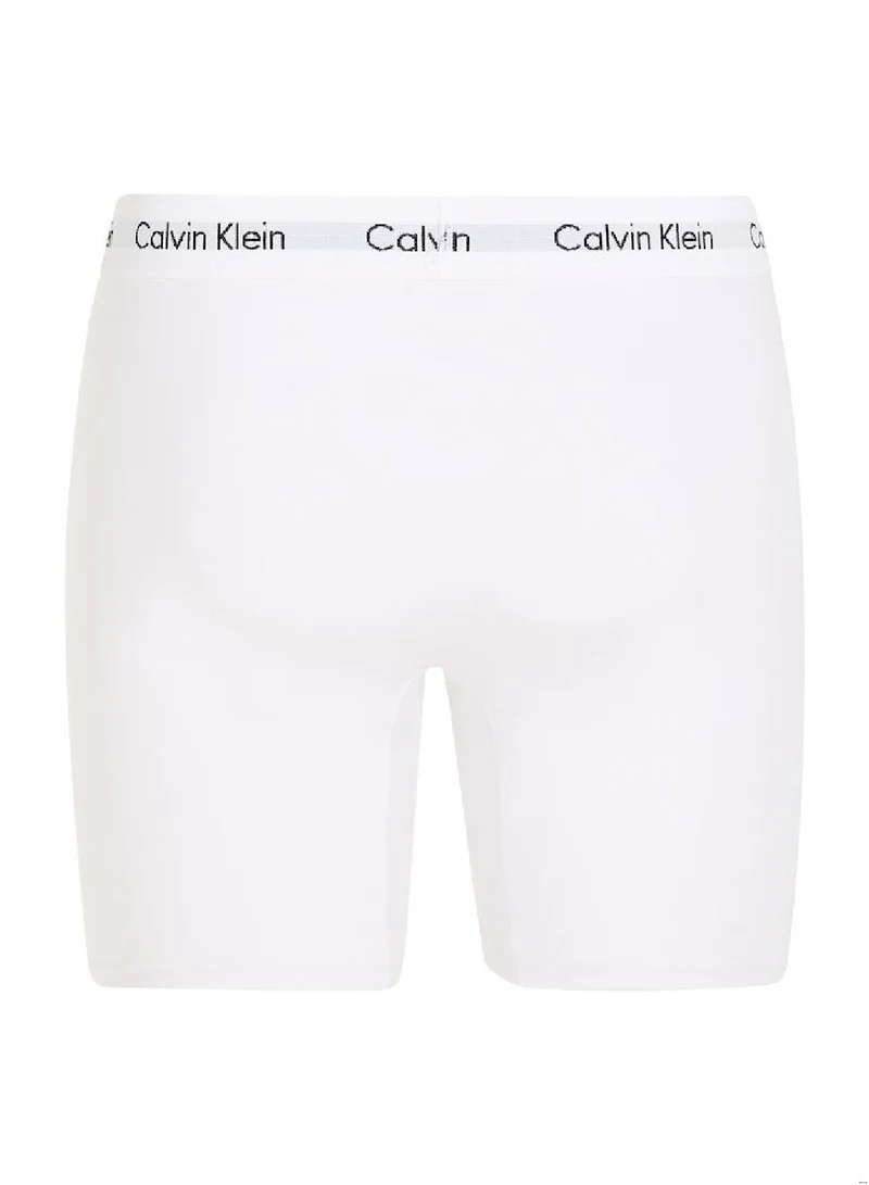 CALVIN KLEIN Men's 3 Pack Boxer Briefs - Cotton Stretch, White