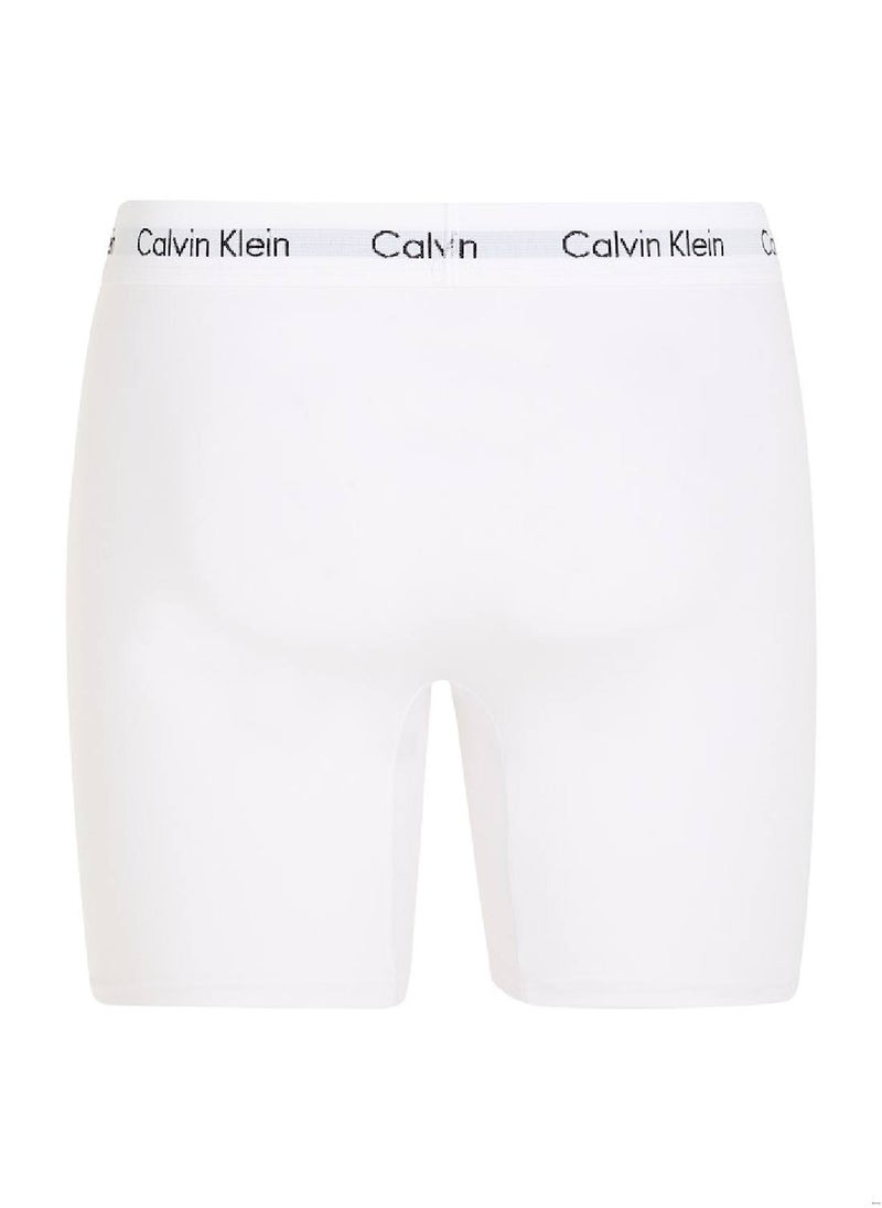 CALVIN KLEIN - Men's 3 Pack Boxer Briefs - Cotton Stretch, White - Image 1