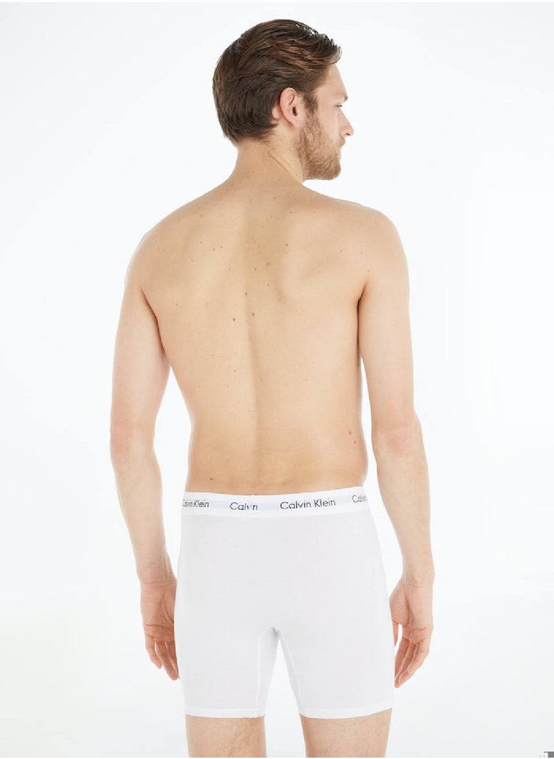 CALVIN KLEIN - Men's 3 Pack Boxer Briefs - Cotton Stretch, White - Image 1