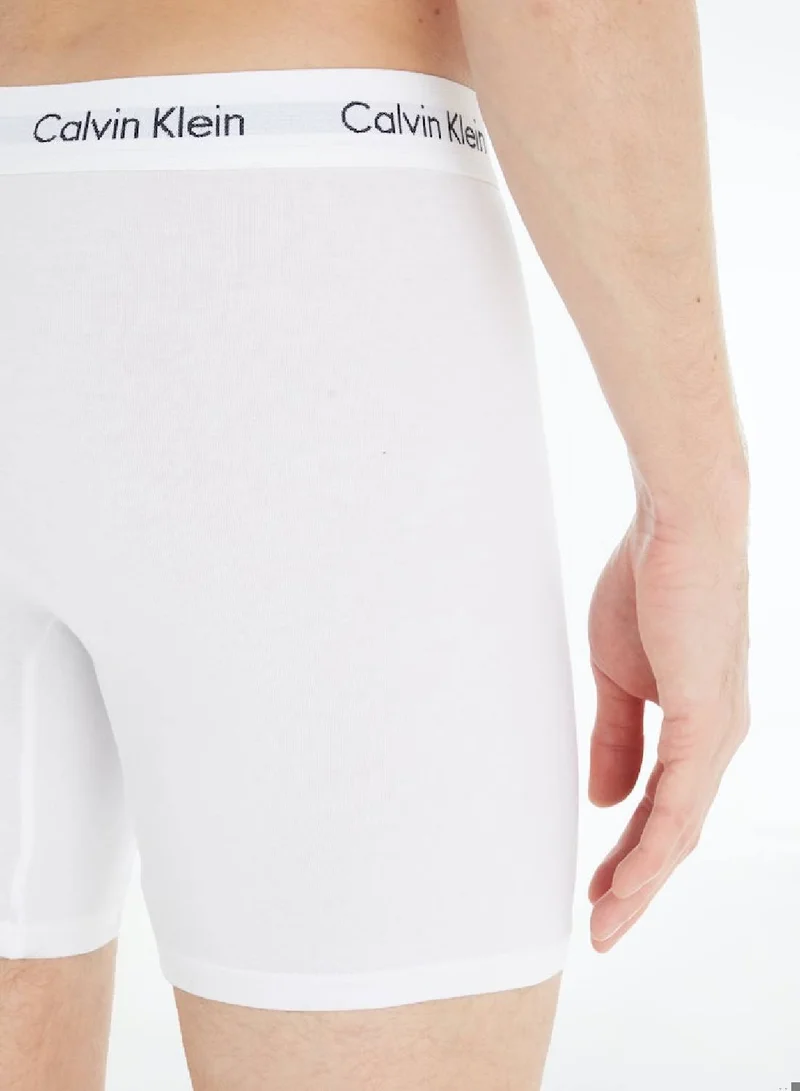 CALVIN KLEIN Men's 3 Pack Boxer Briefs - Cotton Stretch, White