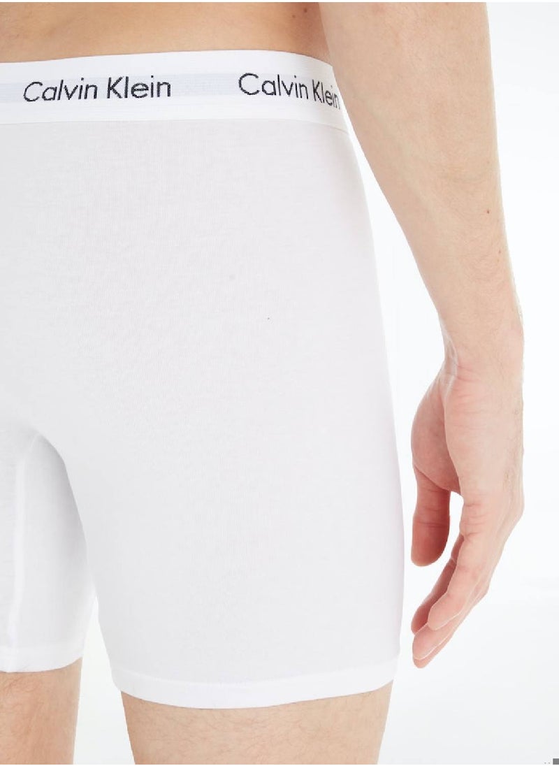 CALVIN KLEIN - Men's 3 Pack Boxer Briefs - Cotton Stretch, White - Image 1