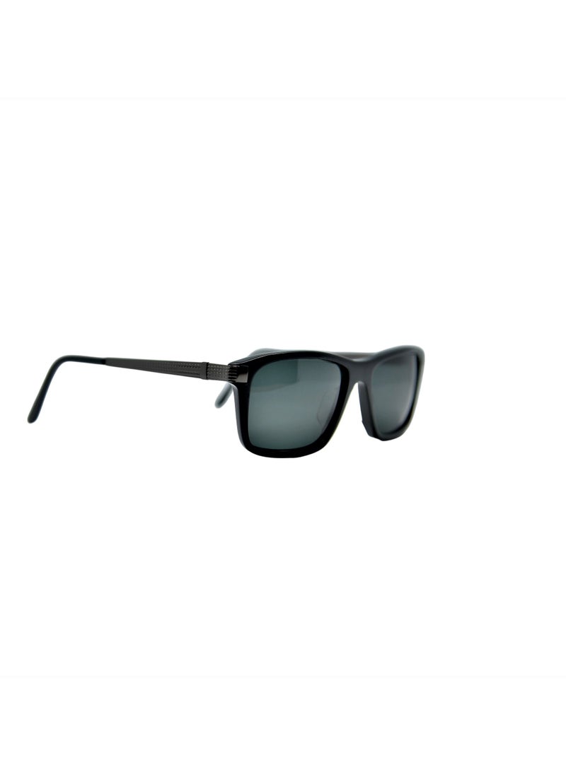 Armando Cavelli - Authentic Armando Cavelli sunglasses, crafted from carefully selected premium acetate for a luxurious look and longevity with extensive use. This model combines modernity and classic style, with a raw black acetate front and gunmetal -plated metal temples to complete your luxury look. Comes with premium polymer lenses offer UV400 protection in a grey - Image 1