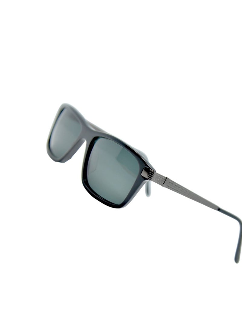 Armando Cavelli - Authentic Armando Cavelli sunglasses, crafted from carefully selected premium acetate for a luxurious look and longevity with extensive use. This model combines modernity and classic style, with a raw black acetate front and gunmetal -plated metal temples to complete your luxury look. Comes with premium polymer lenses offer UV400 protection in a grey - Image 1