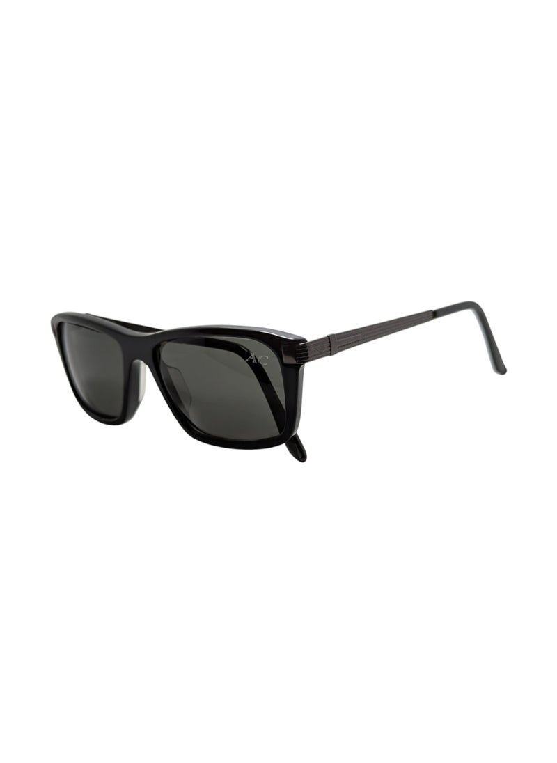 Armando Cavelli - Authentic Armando Cavelli sunglasses, crafted from carefully selected premium acetate for a luxurious look and longevity with extensive use. This model combines modernity and classic style, with a raw black acetate front and gunmetal -plated metal temples to complete your luxury look. Comes with premium polymer lenses offer UV400 protection in a grey - Image 1