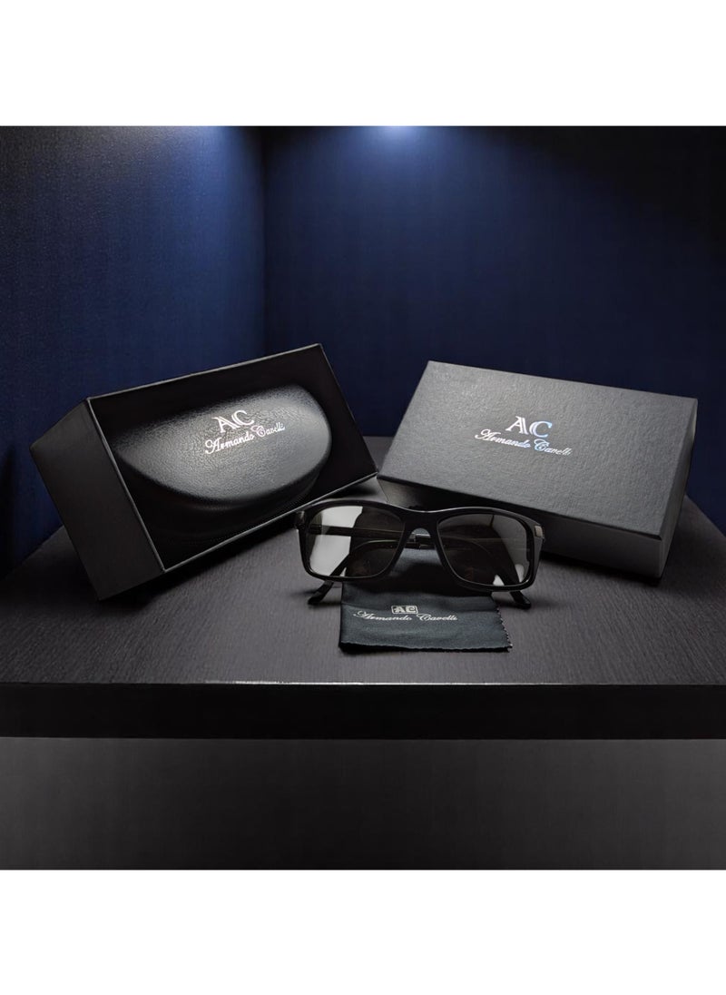 Armando Cavelli - Authentic Armando Cavelli sunglasses, crafted from carefully selected premium acetate for a luxurious look and longevity with extensive use. This model combines modernity and classic style, with a raw black acetate front and gunmetal -plated metal temples to complete your luxury look. Comes with premium polymer lenses offer UV400 protection in a grey - Image 1