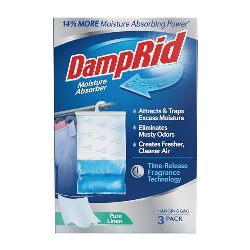DampRid Pure Linen Hanging Moisture Absorber, 16 oz., 3 Count (Pack of 1) - Eliminates Musty Odors for Fresher, Cleaner Air, Ideal for Closet, 14% More Moisture Absorbing Power* - Image 1