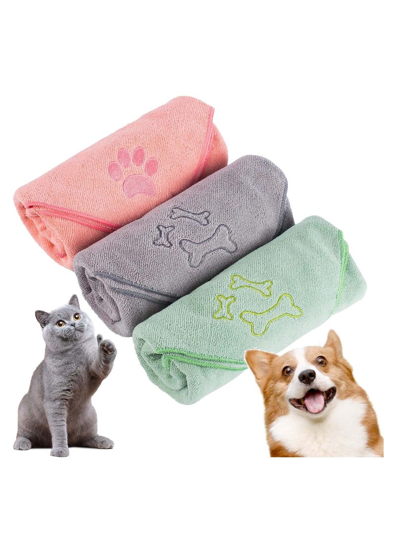3Pcs Microfiber Dog Towel Large Pet Bath Towels Bathing Supplies Beach Accessories Quick Fast Drying Super Absorbent Lightweight Cat and Puppy Shower Essentials for Muddy Paw  - Image 1