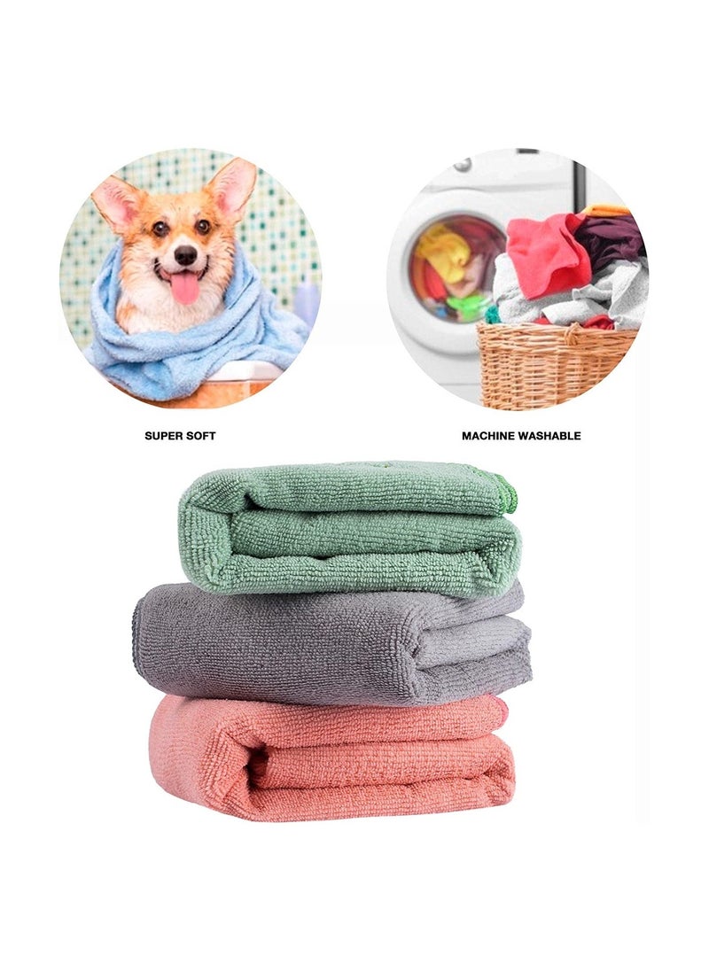 3Pcs Microfiber Dog Towel Large Pet Bath Towels Bathing Supplies Beach Accessories Quick Fast Drying Super Absorbent Lightweight Cat and Puppy Shower Essentials for Muddy Paw  - Image 3