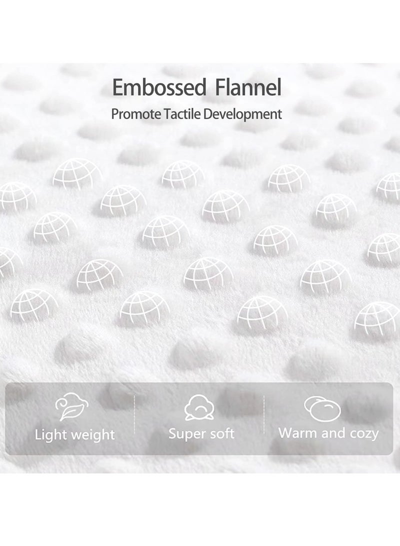 انسولار بطانية أطفال مهدئة مزدوجة الطبقات مقاس ١١٠ سم في ٧٥ سم، أمامية من الفلانيل الناعم مع خلفية منقطه من الف ، بطانية لطيفة محايدة للمولود الجديد والرضيع والطفل الصغير - Image 3
