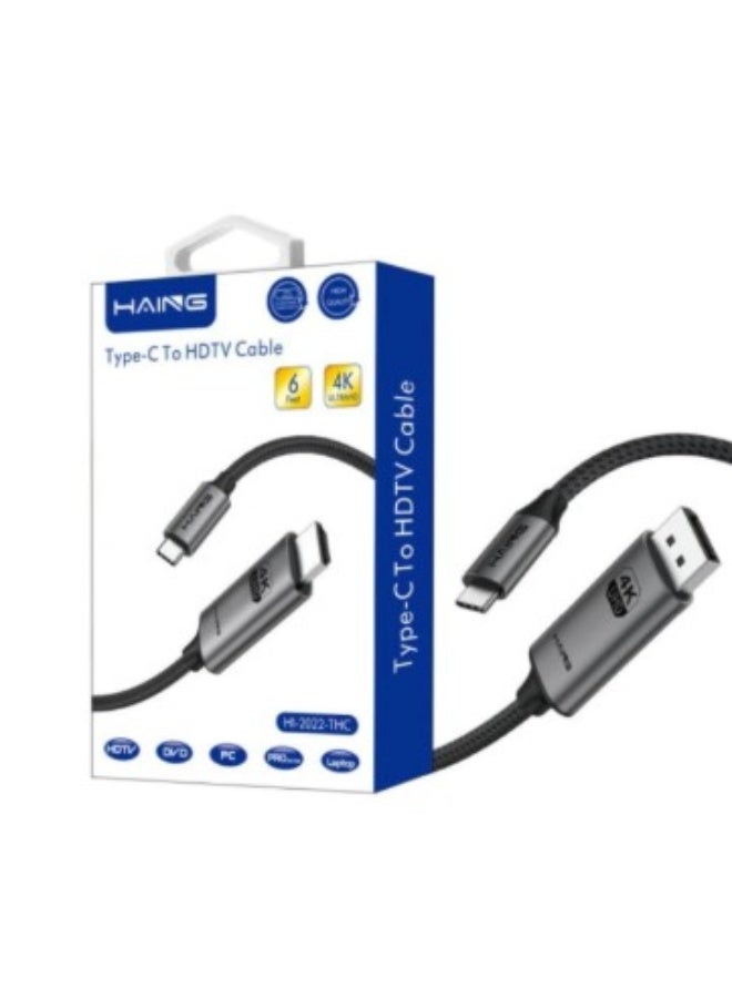 Haing Type C TO HDTV HDMI Cable HI-2022-THC-6F Type C TO HDTV HDMI Cable 1.8M 60Hz - Image 1
