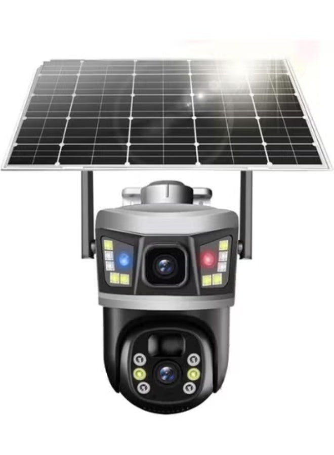 ELTRAZONE 8MP Dual Lens CCTV Camera for Home – 360° Outdoor Solar-Powered Security Camera with 4G SIM Internet, V380 Pro App Control, Full-Color Night Vision, PIR + AI Human Detection, Two-Way Audio, 64GB SD Card, Weatherproof IP Camera for Villa, Garden, Office Surveillance in UAE - Image 1