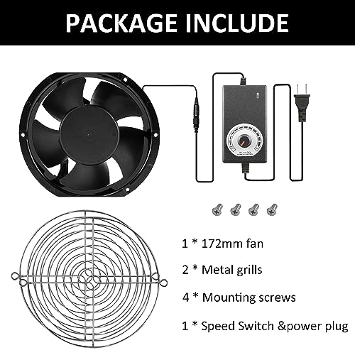 PANO-MOUNTS 172mm DC 17251 Axial Ventilation Fan (3500RPM) - High-Speed Dual Ball Bearing Ventilator with Adjustable Speed for Arcade Systems, Server, Generator Box and DIY Exhaust Projects - Image 2