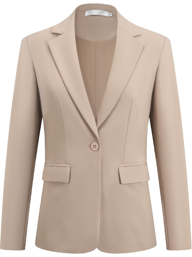 Kelyaa Womens One Button Blazer Casual Open Front Long Sleeve Suit Jackets Business Work Office Blazers with Pockets Khaki - Image 5