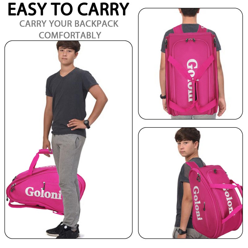 Goloni Pickleball Bag Padel Racket Backpack Large Capacity for Men Women Separate Waterproof Shoes Compartment Pickleball Accessories -Thermal Insulated Pockets Fits 4 to 10 Paddles - Image 5
