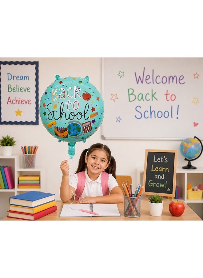 Toy Land Back to School Round Foil Balloon 18 Inch | Air & Helium Fill | School Party Decoration Balloon | 1 Piece - Image 1