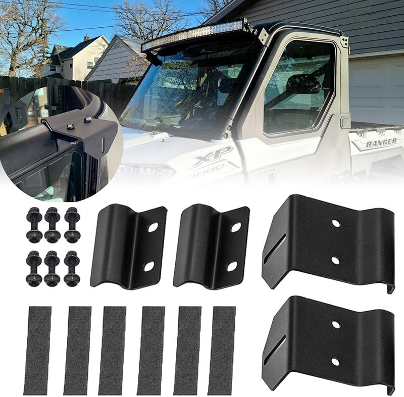 KANGIKX Upper Winshield Pro-fit Cage Light Bar Brackets Curved Straight 50 inch LED Brackets fit for 2013-2020 Polaris Ranger 500 570 XP 900 XP 1000 - Image 1
