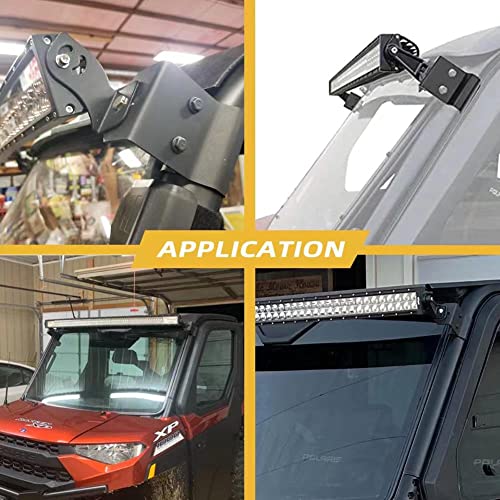 KANGIKX Upper Winshield Pro-fit Cage Light Bar Brackets Curved Straight 50 inch LED Brackets fit for 2013-2020 Polaris Ranger 500 570 XP 900 XP 1000 - Image 5