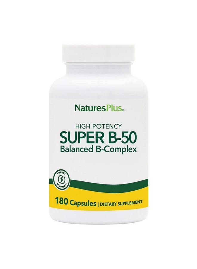 Nature's Plus Super B 50 Balanced B Complex 180 Vegetarian Capsules - Image 1