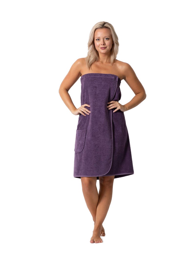 Robe Direct Robe Direct Womens Terry Cloth Spa and Bath Towel Wrap with Adjustable Closure  Elastic Top Plum XXLarge 