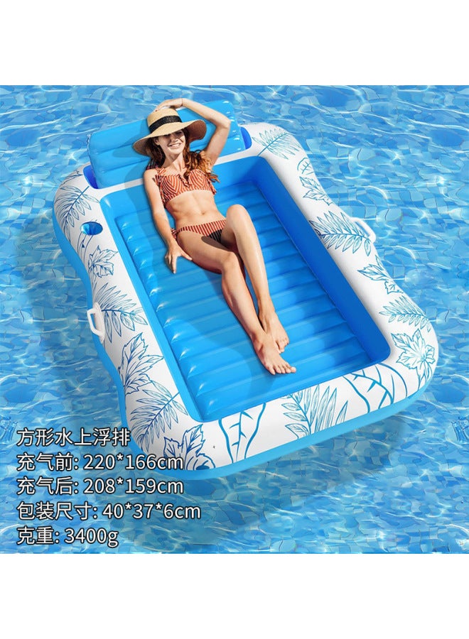 Summer Water Sports Sunbathing Thickened Water Floating Row With Pillow Cup Holder Double Love Inflatable Floating Bed