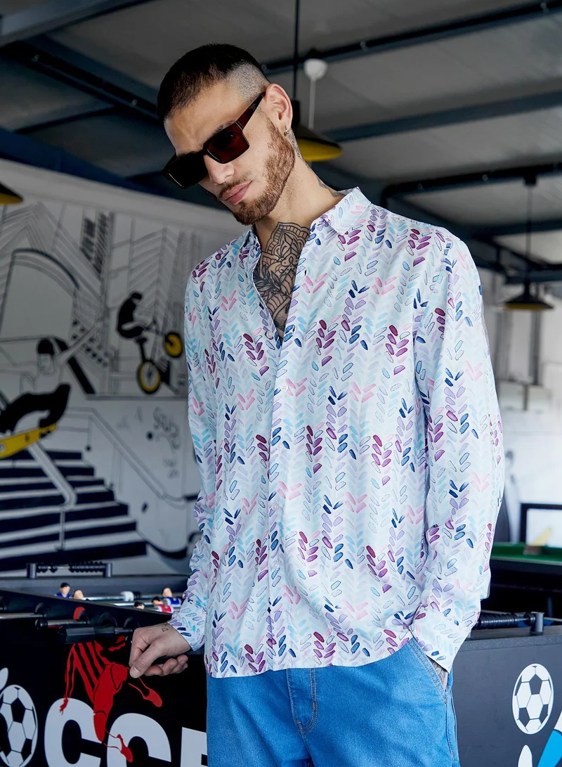 Campus Sutra Men's Multicolour Abstract Print Regular Fit Shirt