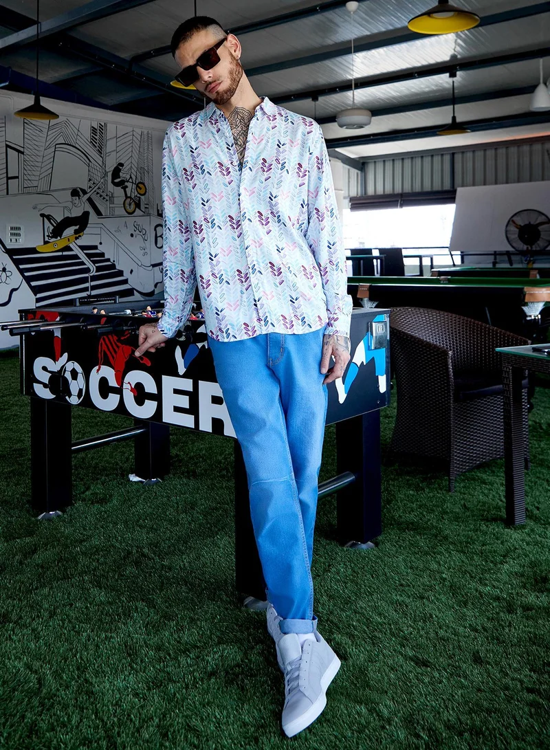 Campus Sutra Men's Multicolour Abstract Print Regular Fit Shirt